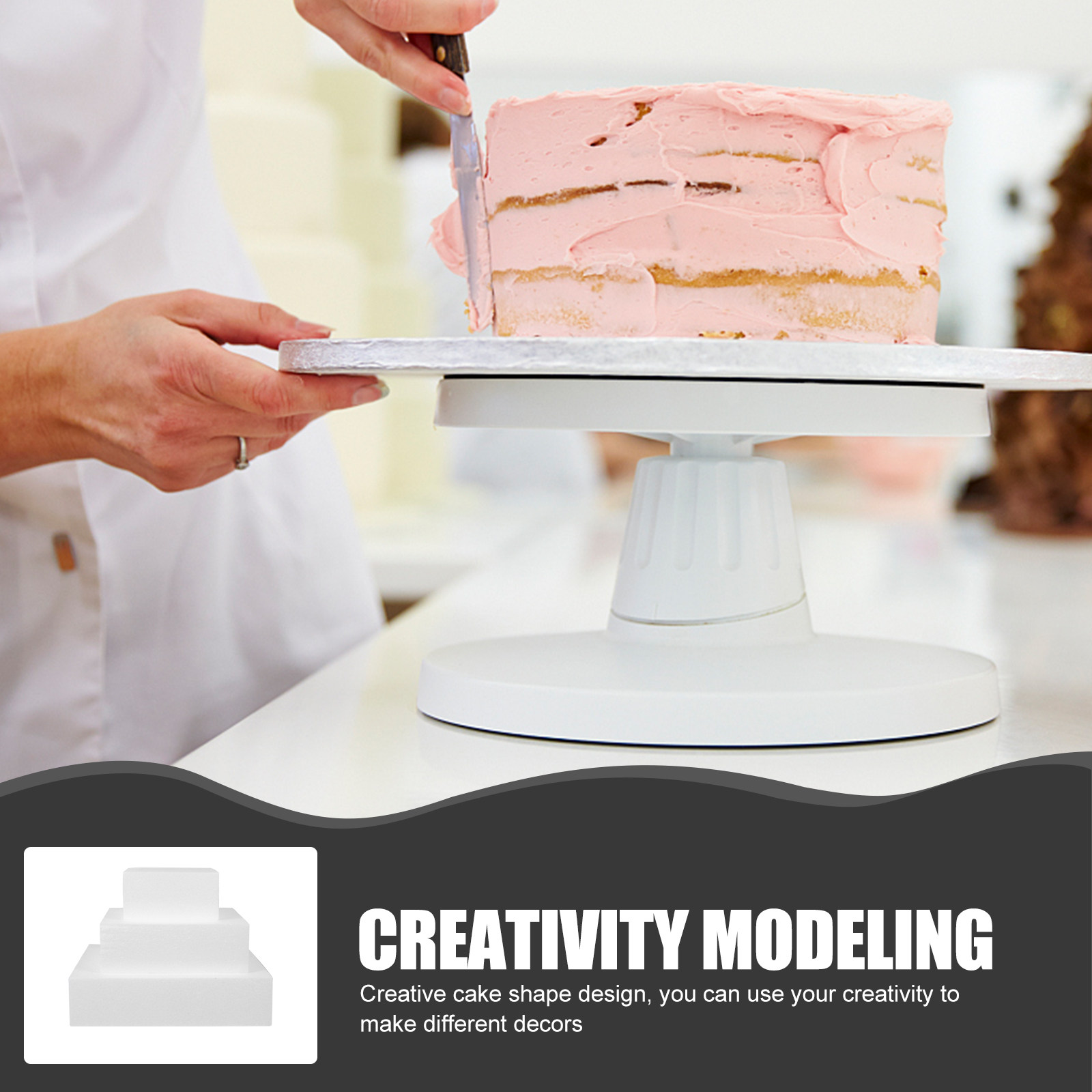 Wedding Cake Supply - 3Pcs Foam Cake Dummies Cubic Shape