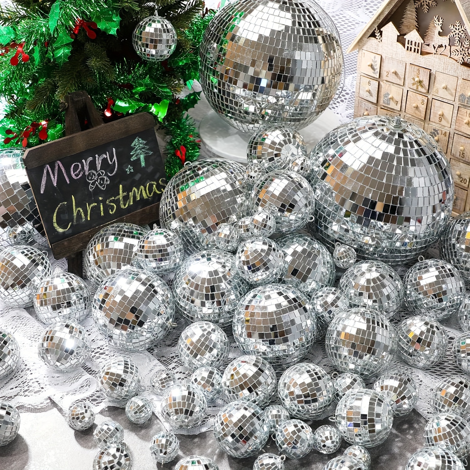 Wedding Cake Supply - 74pcs Disco Ball, Christmas Decoration Balls,