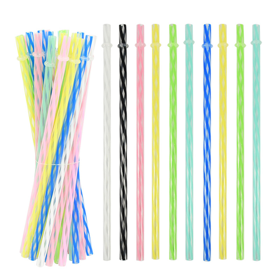 Wedding Supply Bulk - 25Pcs Colorful Striped Reusable Plastic Straws