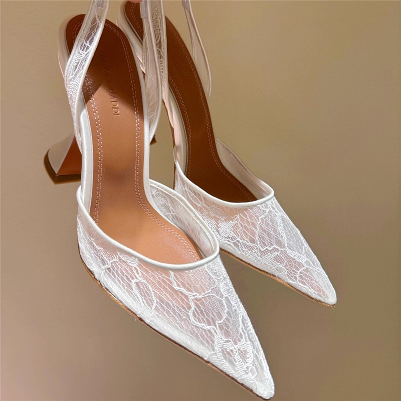 Wedding Super - High-heeled sandals summer new pointed lace