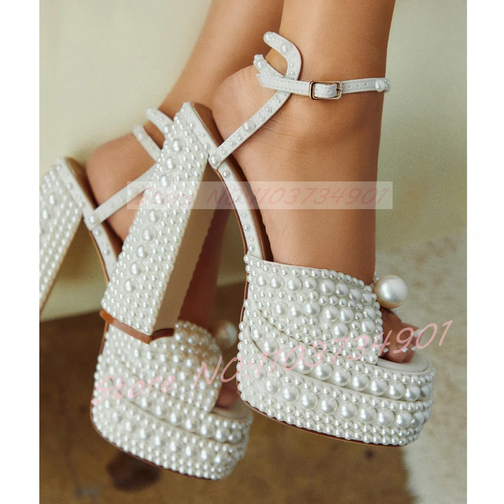 Women's White Pearl Platform S – Wedding Super recenzja i cena