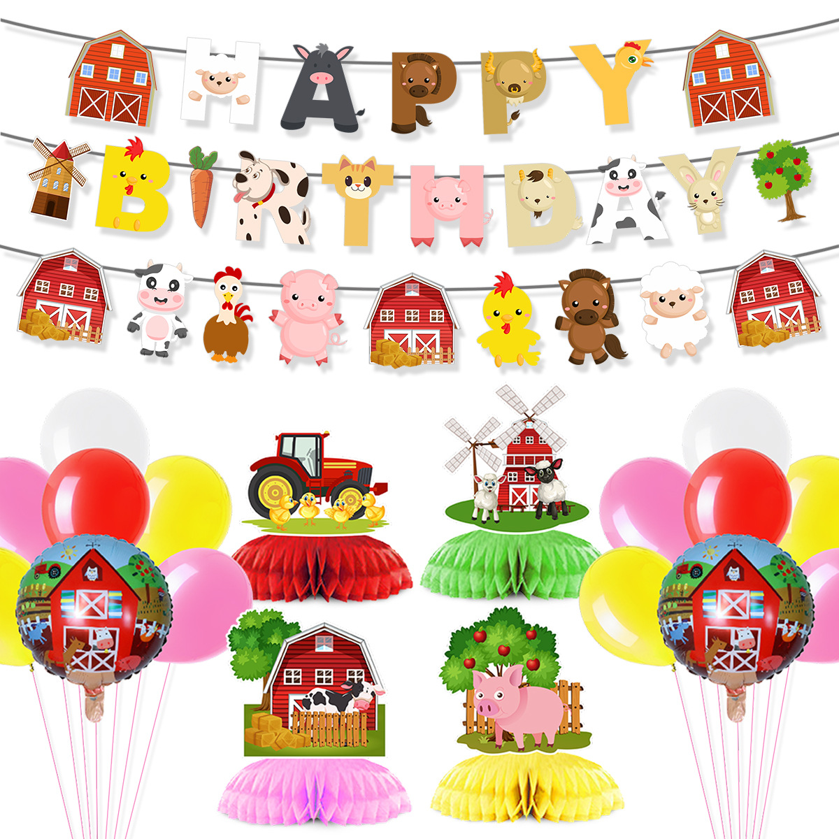 Cartoon Farm Animal Theme Birt – Confetti Balloon Set recenzja i cena