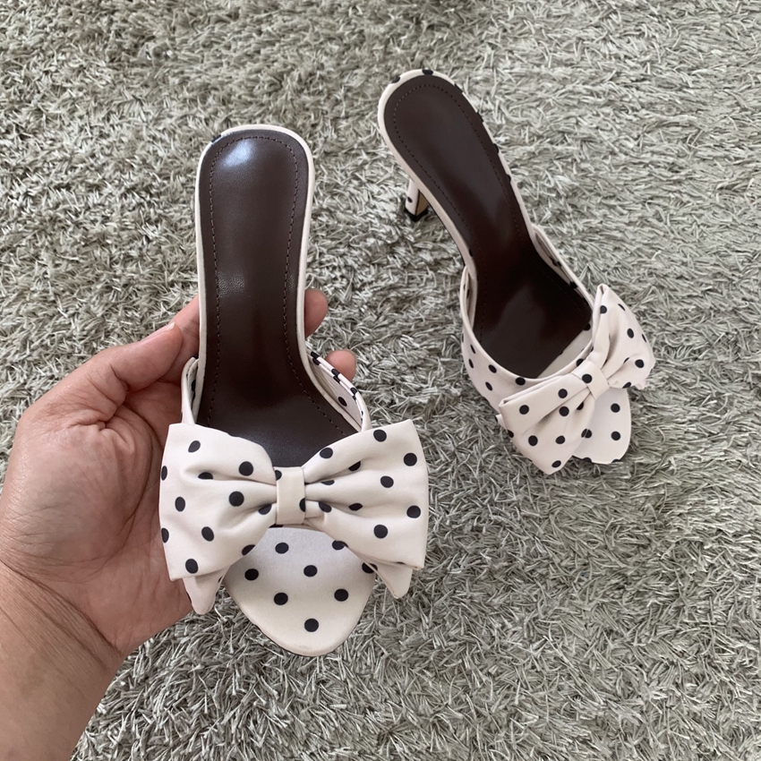 Polka Dot Bowknot Women Mules  – Wedding Super recenzja i cena