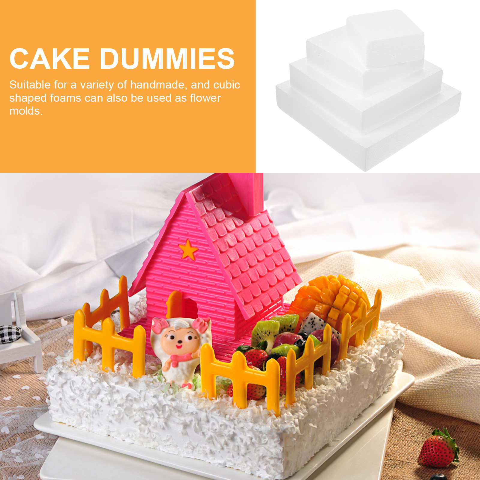 4Pcs Foam Cake Dummies Cubic S – Wedding Cake Supply recenzja i cena
