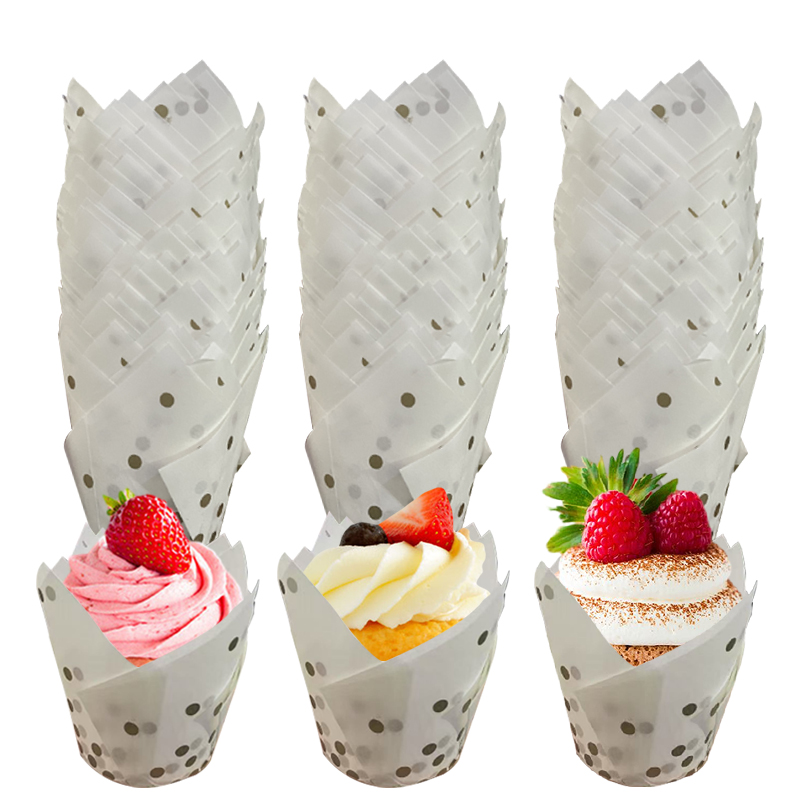 50Pcs/100Pcs Gold Dot Tulip Ca – Wedding Cake Supply recenzja i cena