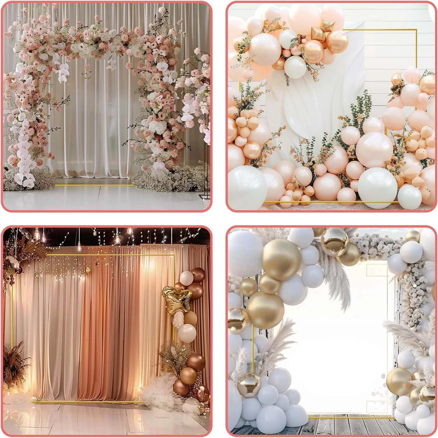 Gold Wedding Arches Square Bac – Confetti Balloon Set recenzja i cena